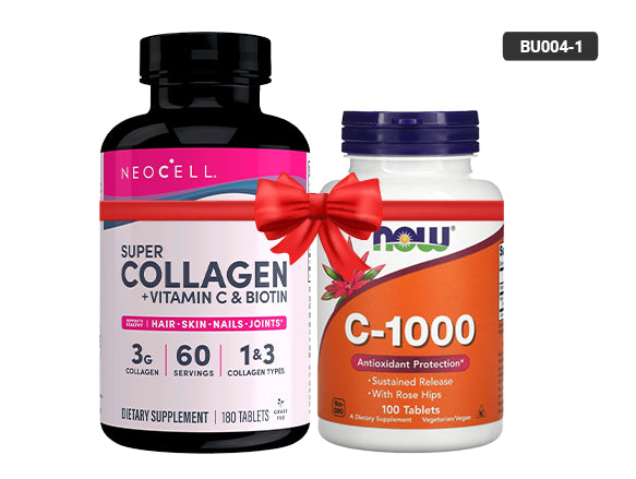 Neocell Super Collagen with Vitamin C & Biotin 180 Tablets + Now Vitamin C-1000 100 Tablets Bundle in Sri Lanka